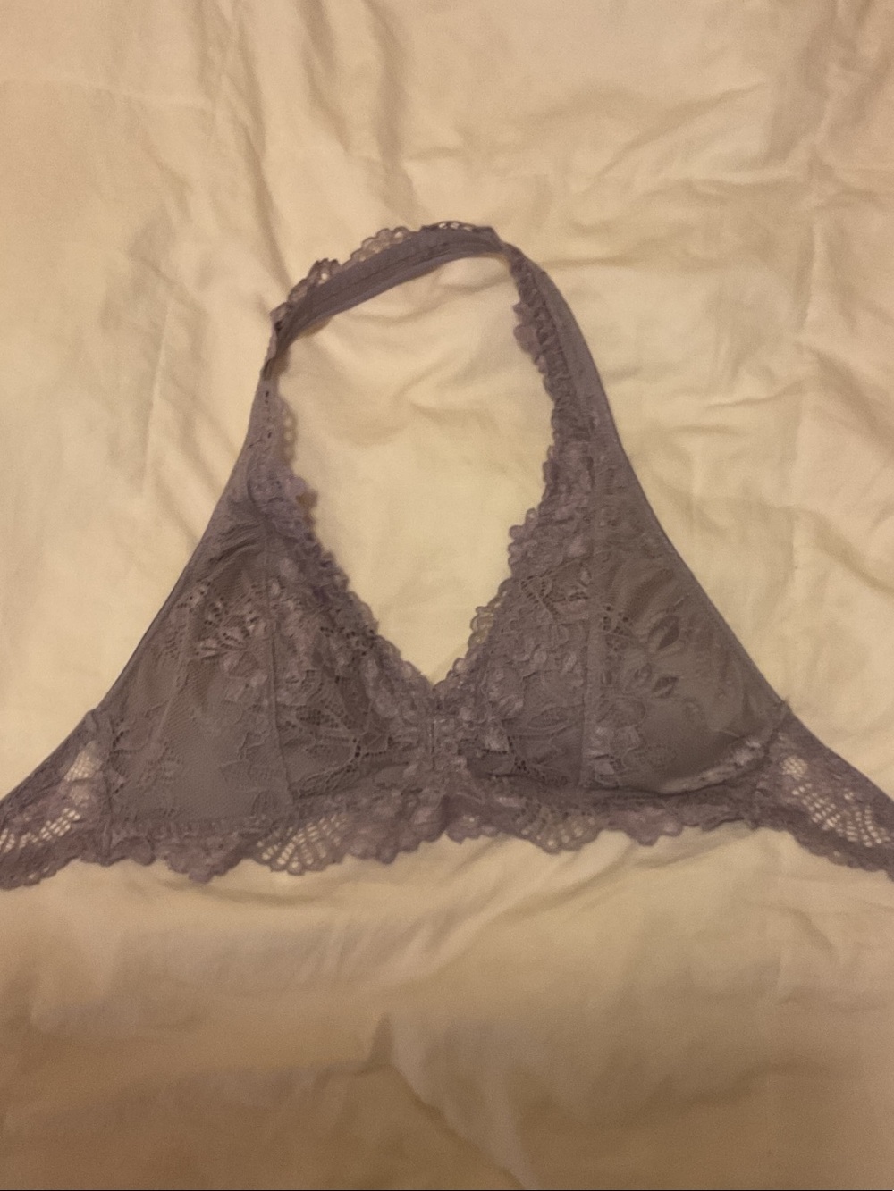 Abercrombie & Fitch Lace Halter Bralette in Lavender Gray